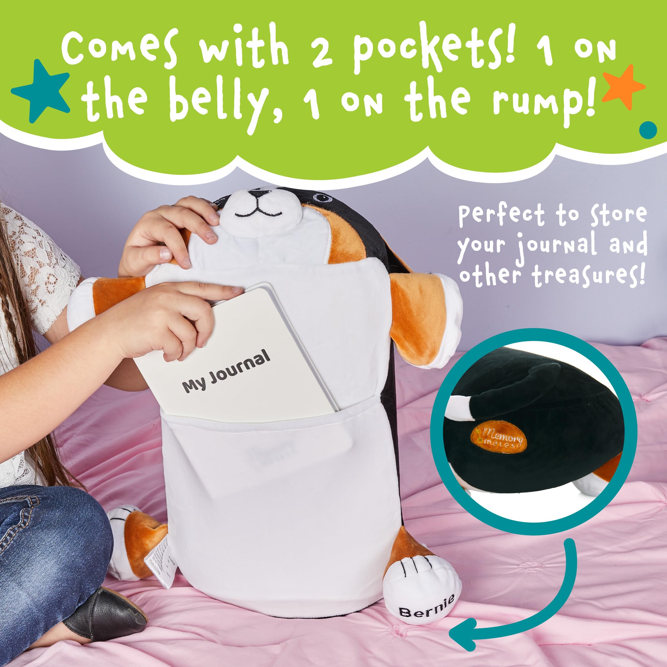 Memory Mates Bernie The Bernese Dog Memory Foam Pillow Plush,15    Stuffed Animal