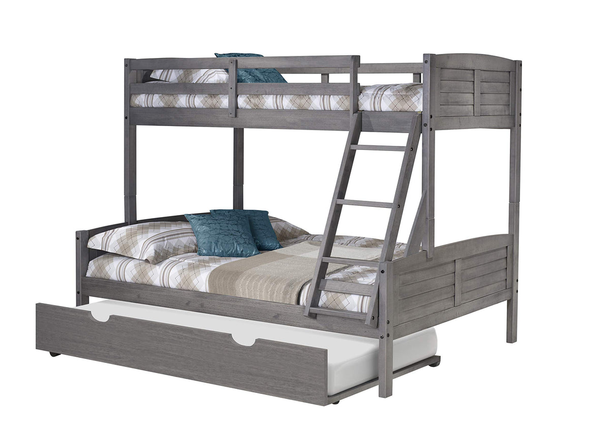 Donco Kids 2012-Tfag_503-Ag Louver Bunk Bed Withtrundle, Twin/Full/Twin, Antique Grey