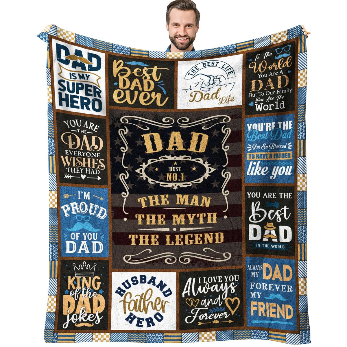 Siklty Dad Gifts Throw Blanket 60' X 50', Birthday Gifts For Dad From Daughter Son, Best Dad Ever Gifts, Presents For Dad From
