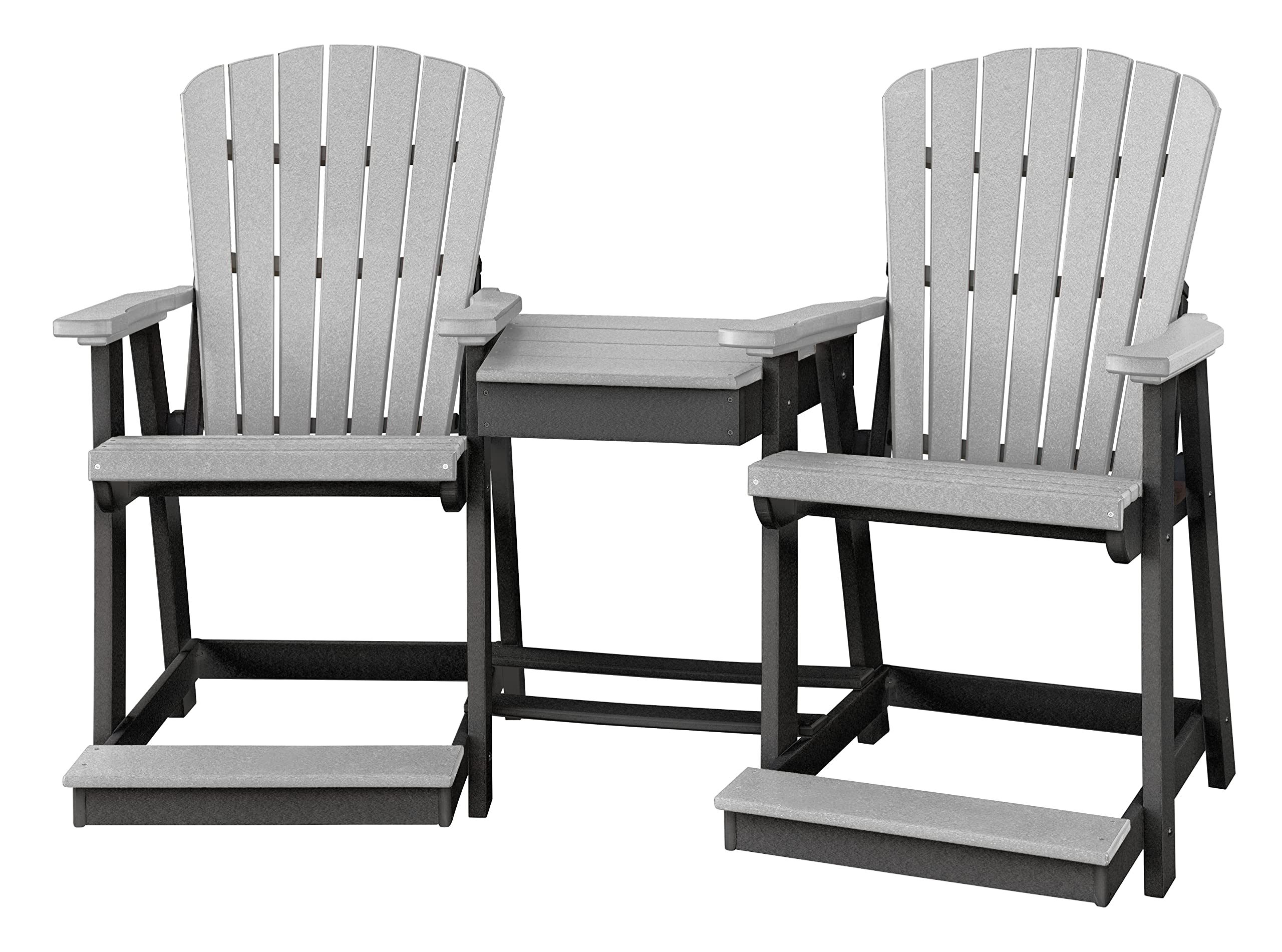 American Furniture Classics Counter Height Settee Table Combo, Light Grey and Black
