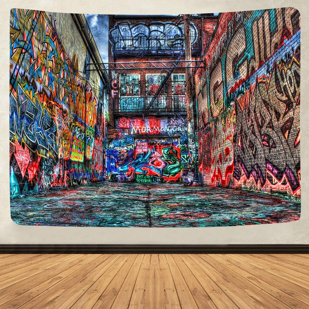Simsant Hip Graffiti Design Tapestry Creative Abstract Theme Tapestry Wall Hanging Hippie Tapestry 80'X60' Inches Personality