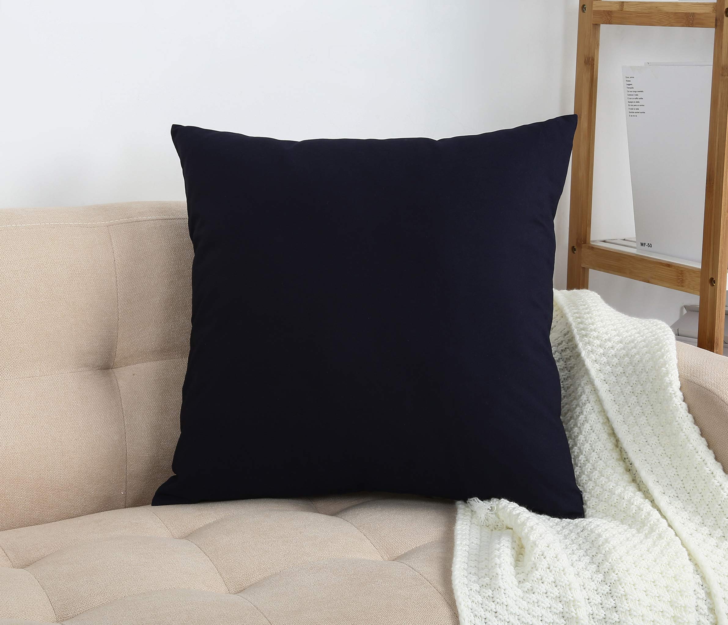 Tangdepot Handmade Decorative Solid 100% Cotton Canvas Throw Pillow Covers/Pillow Shams, (28'X28', Dark Navy)