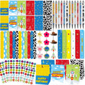 12 Sets Cartoon Story Party Favors Include Cartoon Themed Notepads Paper Gift Bags Slap Bracelets Key Chains Pens Inspired Game 