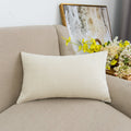Jeanerlor Lined Linen White Throw Pillow Cover 12X20 Inch Cushion Case From Home Decor For Baby/Children, (30 X 50 Cm), Light Li