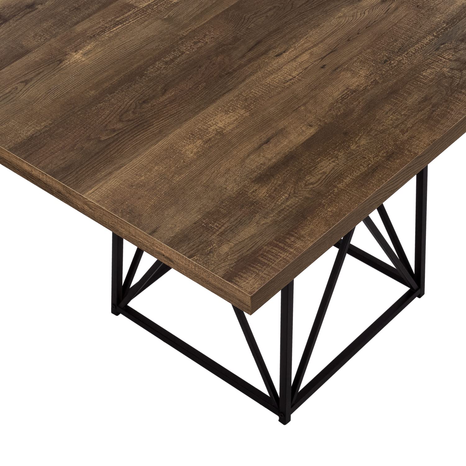 Monarch Specialties Dining Table Metal, 36&quot; X 48&quot;, Brown Reclaimed Wood-Look/Black Base