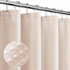 Gibelle Blush Pink Shower Curtain, Waffle Weave Textured Fabric Shower Curtain for Bathroom - Soft Cloth & Hotel Spa Luxury, Wat
