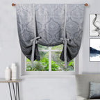 DWCN Ombre Blackout Curtains-Damask Patterned Tie Up Shade for Window Thermal Insulated Room Darkening Rod Pocket Curtains for K