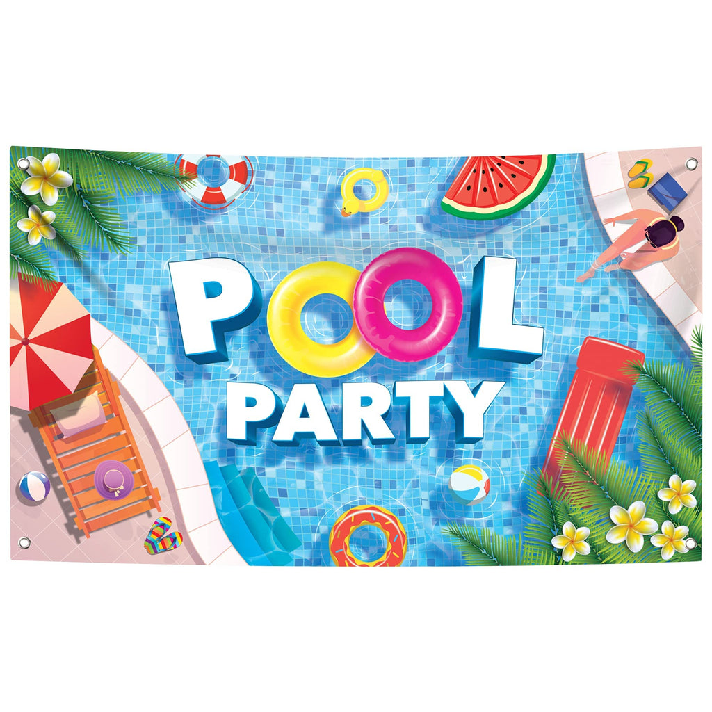 KatchOn, XtraLarge Pool Party Backdrop - 72x44 Inch | Pool Party Banner for Pool Party Decorations | Summer Backdrop for Summer 