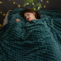 Newcosplay Super Soft King Blanket Light Teal Premium Silky Flannel Fleece 3D Clouds Stylish Jacquard Lightweight Bed Blanket Al