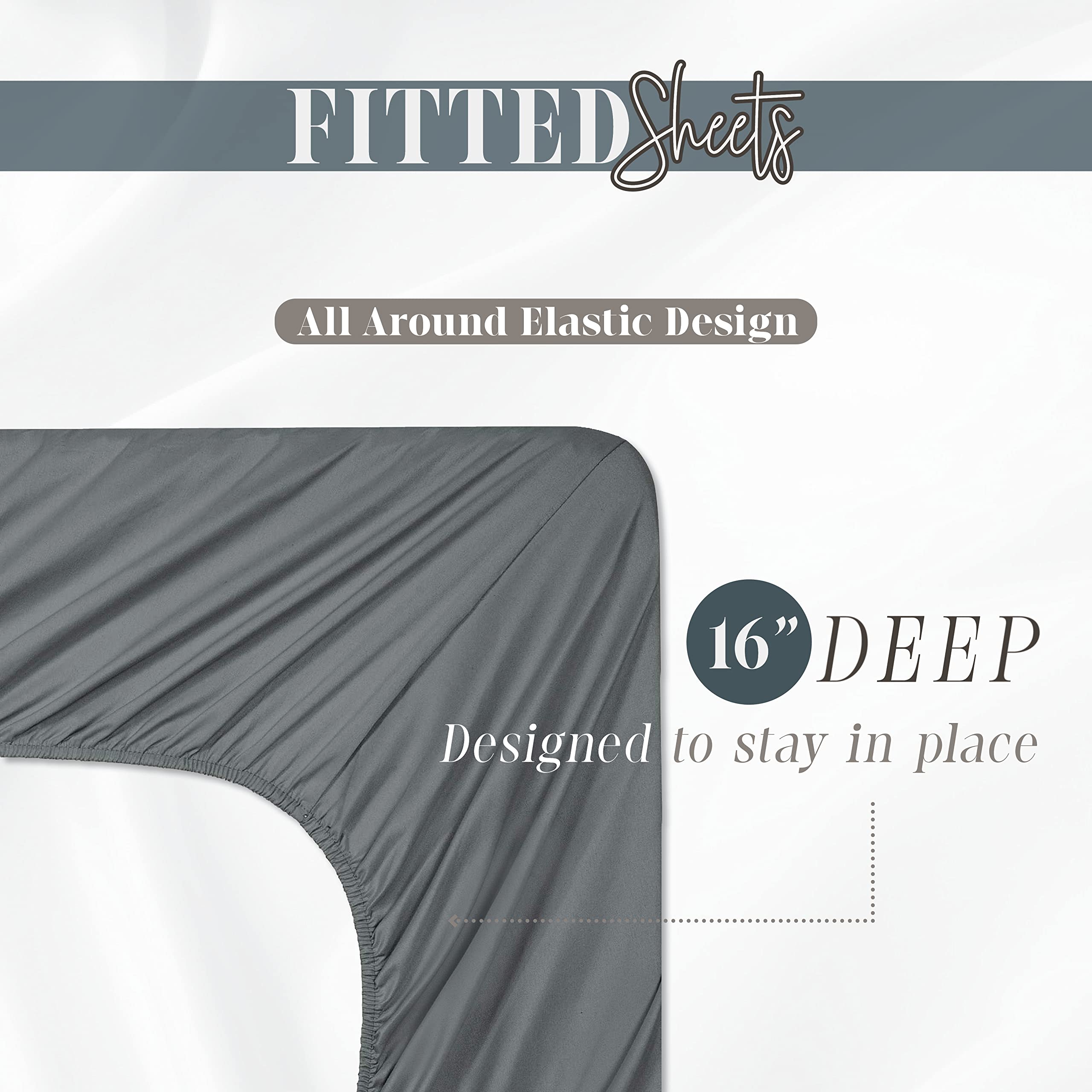 (6-Pack) Luxury Fitted Sheets! Premium Hotel Quality Elegant Comfort Wrinkle-Free 1500 Premier Hotel Quality 6-Pack Fitted Sheet