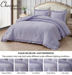Chezmoi Collection Nora Lavender Comforter Set King Size 3-Piece Fluffy Soft Lightweight Bedding Ruffled Edge Trim Stone-Washed