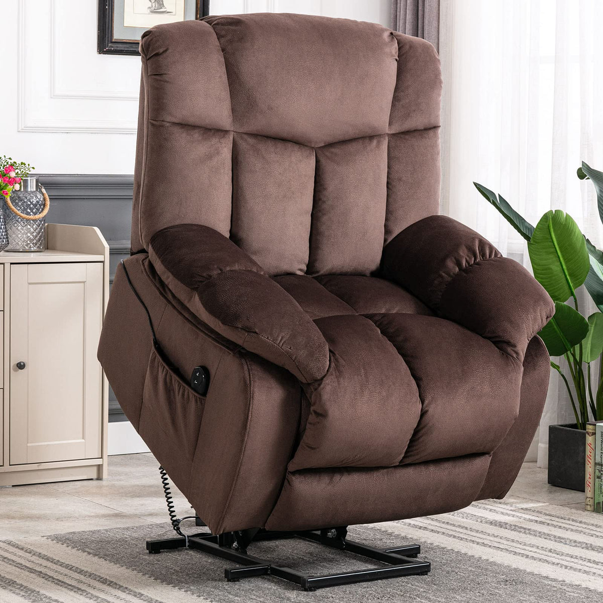 Canmov Power Lift Electric Recliner Chair For Elderly- Heavy Duty And Safety Motion Reclining Mechanism-Antiskid Fabric Sofa For