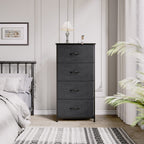 Yitahome Storage Tower With 4 Drawers - Fabric Dresser, Organizer Unit For Bedroom, Living Room, Closets & Nursery - Sturdy Steel Frame, Easy Pull Fabric Bins & Wooden Top