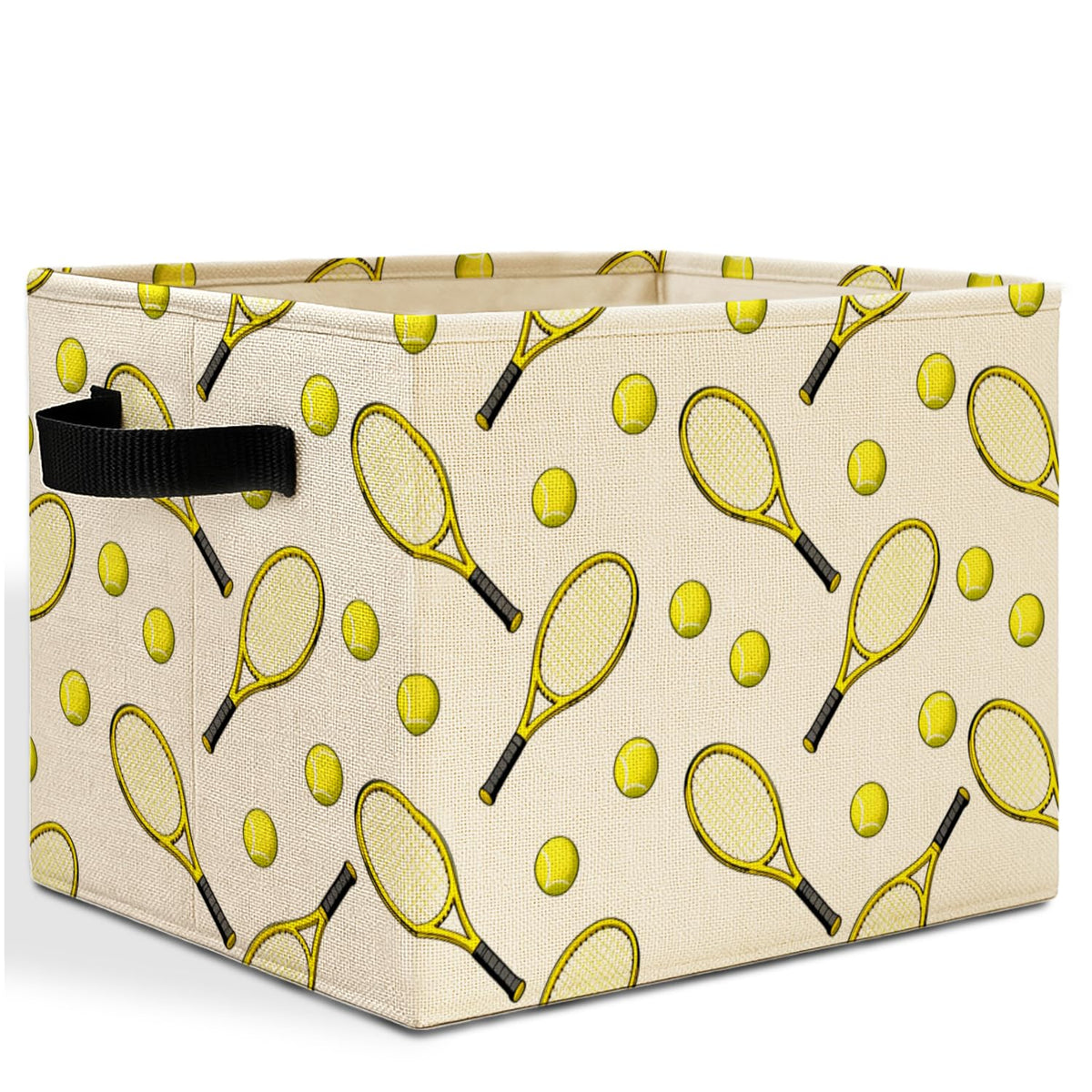 HSIASHENG Tennis Racket and Ball Storage Bins Box with Handles, Sports Decor for Boys Room, Tennis Sports Laundry Basket Hamper 