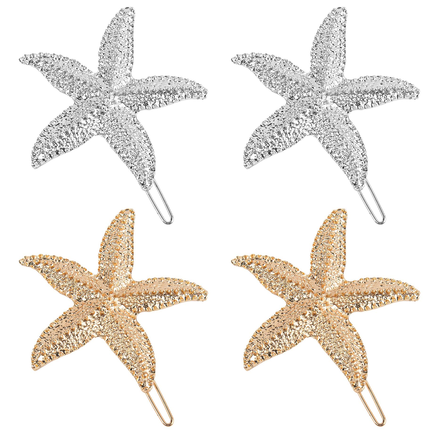 Auear, 12 Pcs Starfish Hair Clip Sea Star Hairpin Beach Hair Pins Hair Accessories(Gold)