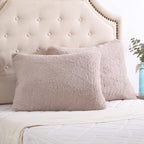 Reafort New Ultra Soft Sherpa Pillowcases Pillow Covers Standard Size 20''X26'' Pack Of 2 With Zipper Closure (Taupe, 20   X26