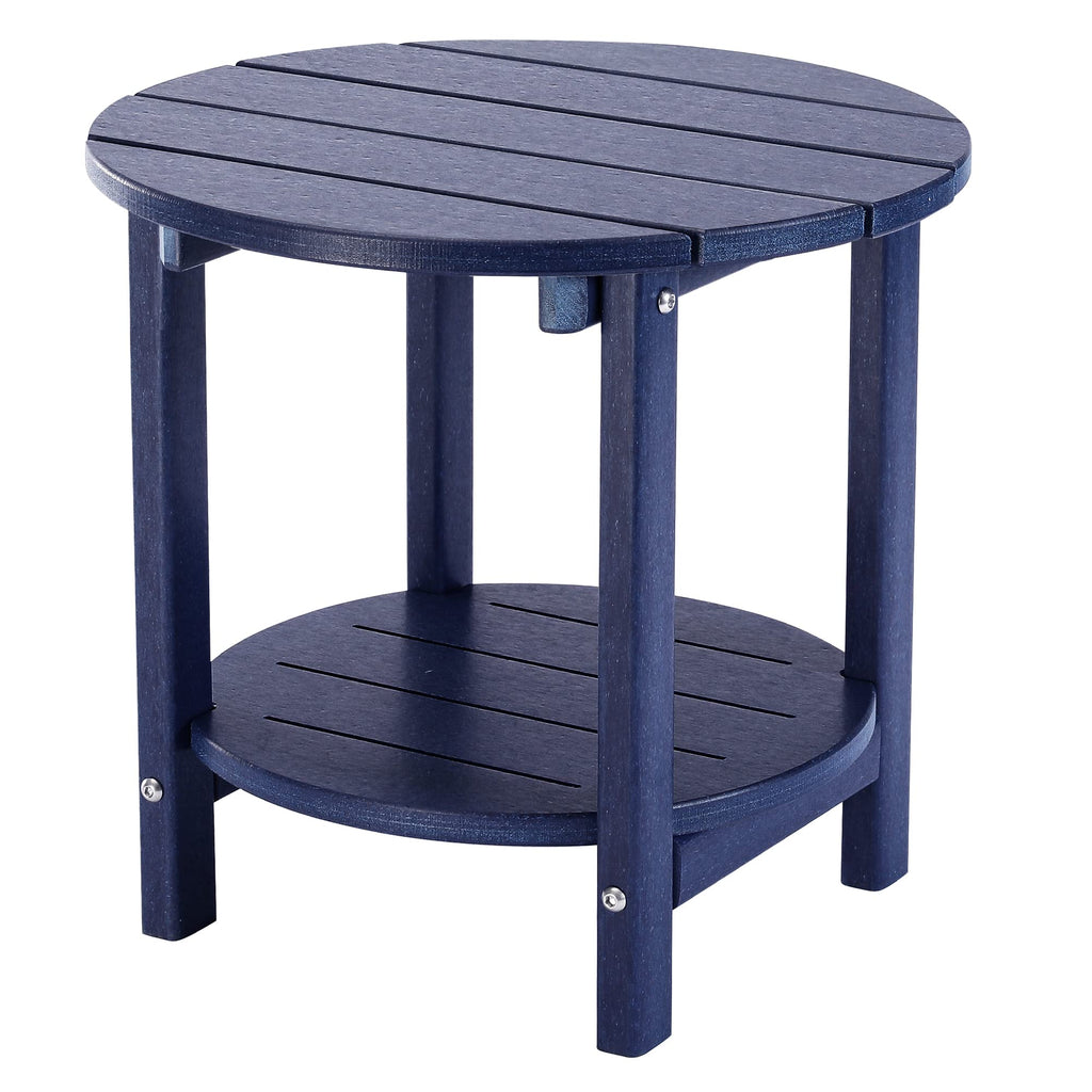 Lzrs Round Adirondack Side Table Double End Table, Outdoor Side Tables For Patio, Backyard,Pool, Indoor Companion, Easy Maintenance & Weather Resistant(Navy Blue)