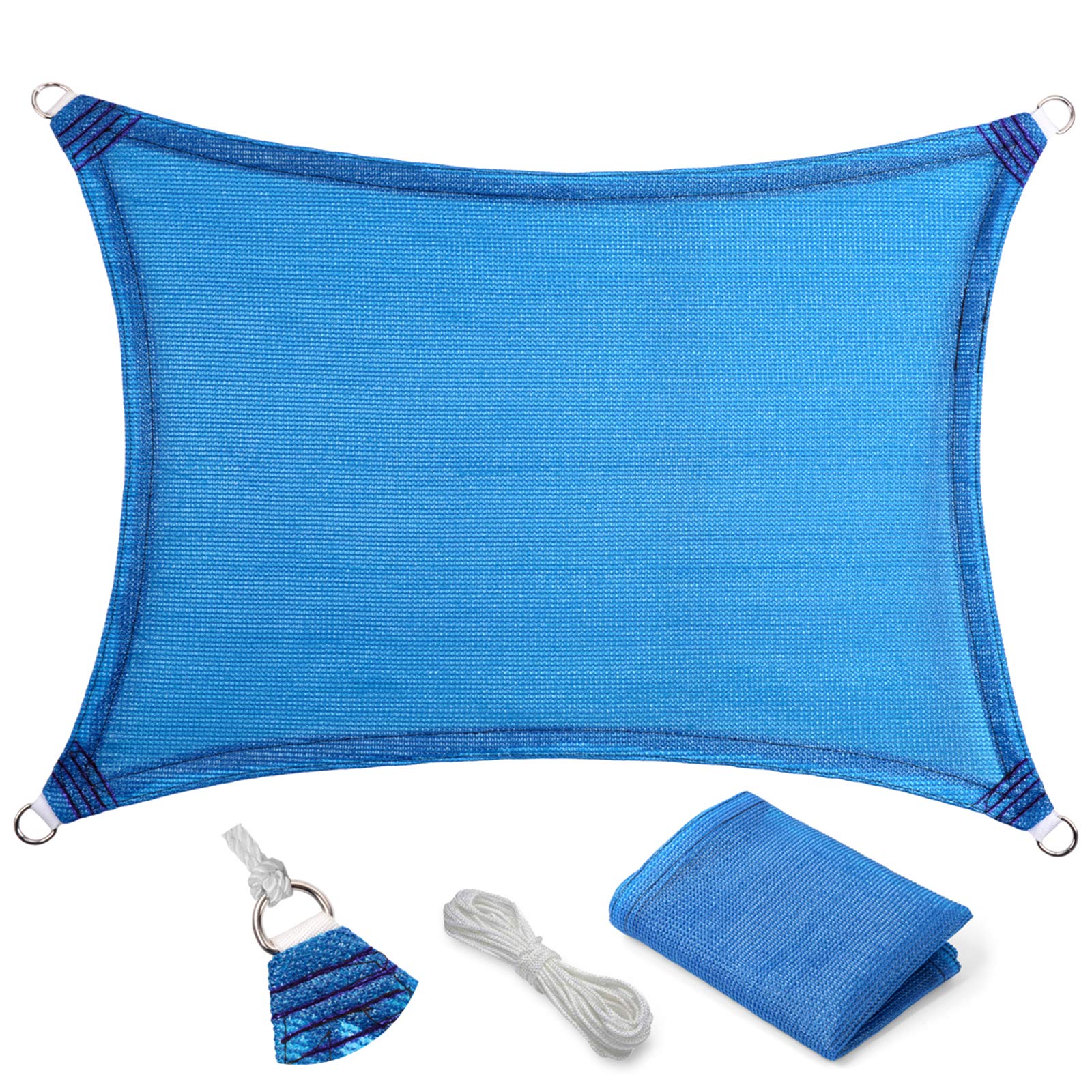 Eden'S Decor 8' X 19' Blue Sun Shade Sail Outdoor Canopy Rectangular Awning Fabric Cloth Screen For Patio Garden Backyard Pergol