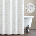 jinchan Extra Long Green and White Shower Curtain Herringbone Modern Fabric Shower Curtain Zig Zag Inky Chevron Farmhouse Shower