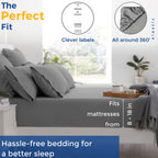 Pure Egyptian Split King Size Cotton Bed Sheets Set (King Split,600 Thread Count) Dark Grey Bedding And Pillow Cases (5 Pc) - Egyptian Cotton Sheets Split King Size Bed-Sateen Sheets-16?Deep Pocket