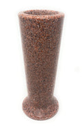 OPTIMUM Slim Memorial Cemetery Flower Vase - Plastic (North American Pink Granite) with Metal Ground Spike, Grave Marker, Decora