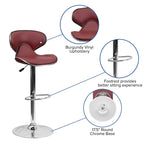 Flash Furniture Devin Contemporary Cozy Mid-Back Burgundy Vinyl Adjustable Height Barstool with Chrome Base