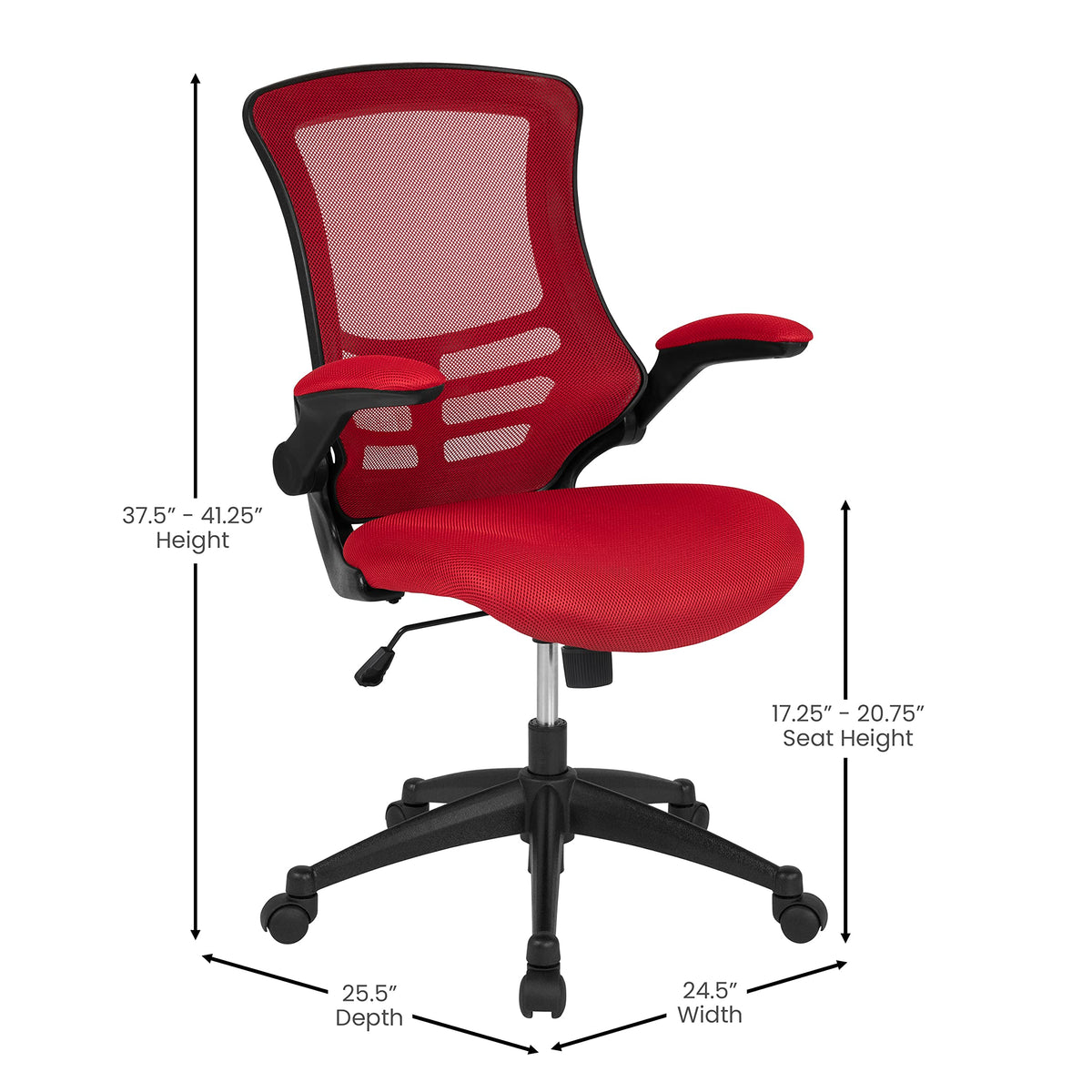 Flash Furniture Kelista Office Chair, Ergonomic, Mid-Back, Red Mesh with Swivel