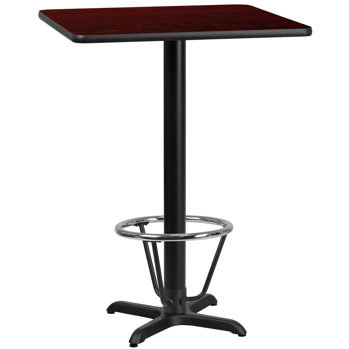 Flash Furniture Stiles 30'' Square Mahogany Laminate Table Top With 22'' X 22'' Bar Height Table Base And Foot Ring