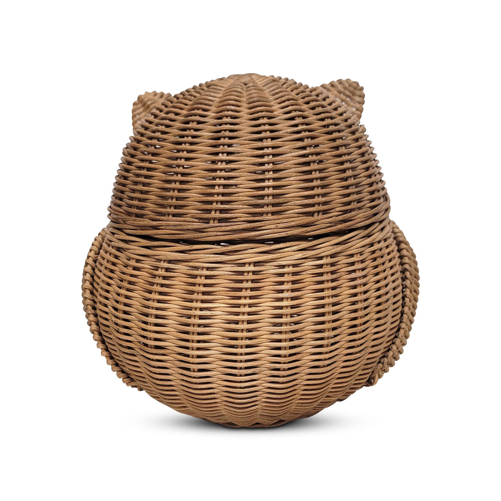 G6 Collection Owl Rattan Storage Basket With Lid Decorative Home Decor Hand Woven Shelf Organizer Cute Handmade Handcrafted Gift