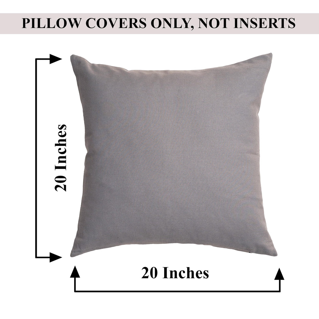 Cotton Throw Pillow Covers 20X20 Inchs Set Of 2 Gray Charcoal Decorative Zippered Cases For Couch Bedroom Sofa Farmhouse Living