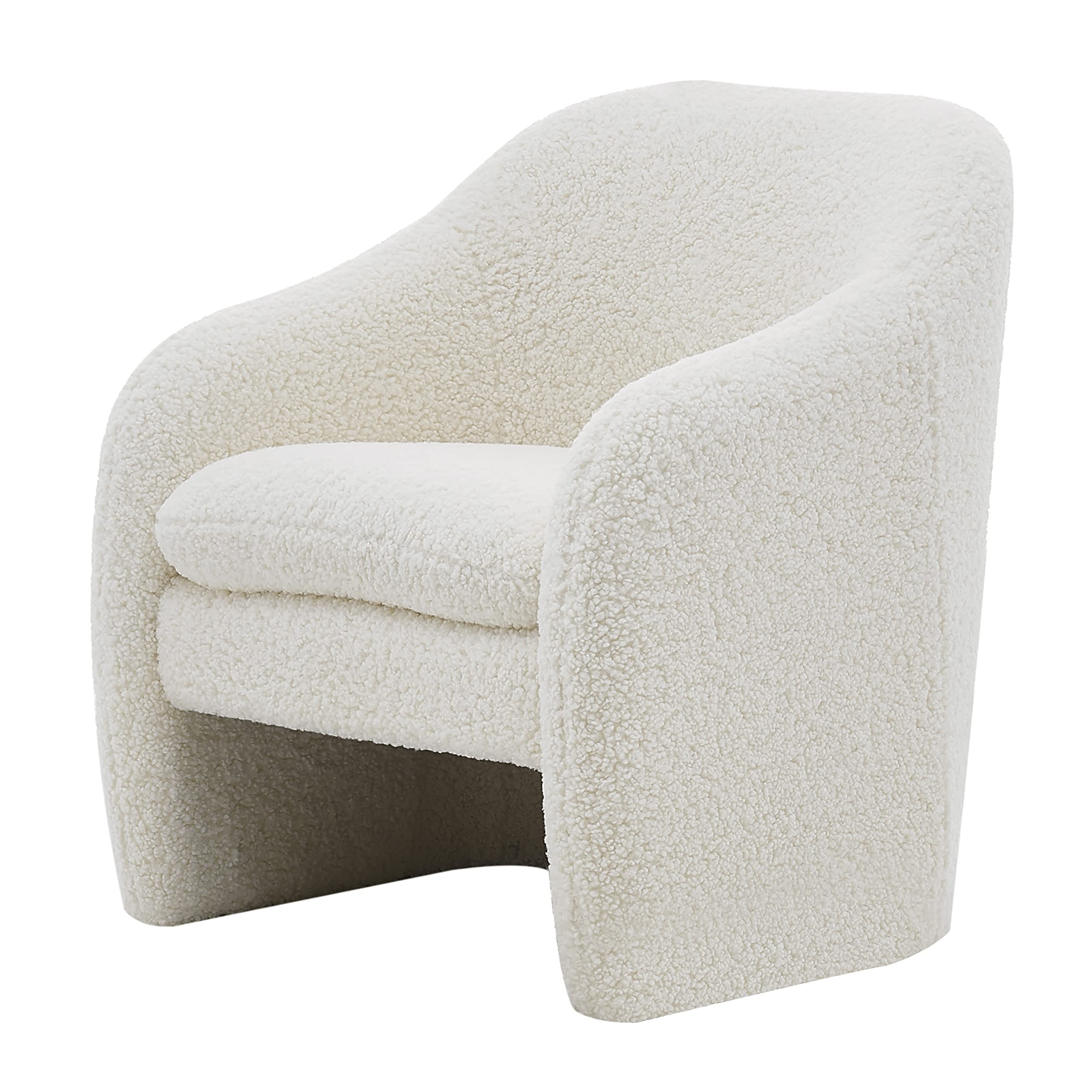 Npd Furniture And More Zella Faux Shearling Fabric Arm Accent Chair, Beige