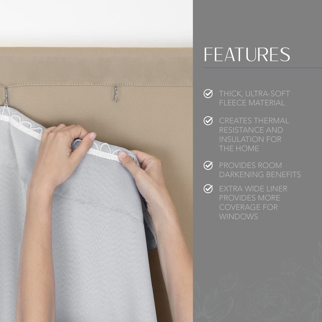 Elrene Home Fashions Sunveil Extra-Wide Thermal Blackout Curtain Liner With Yarnlock Technology, Single Panel, Light Grey, 40 In
