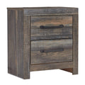 Signature Design by Ashley Drystan Rustic Industrial 2 Drawer Nightstand with 2 Slim-Profile USB Charging Stations, 24.37 Tall, 