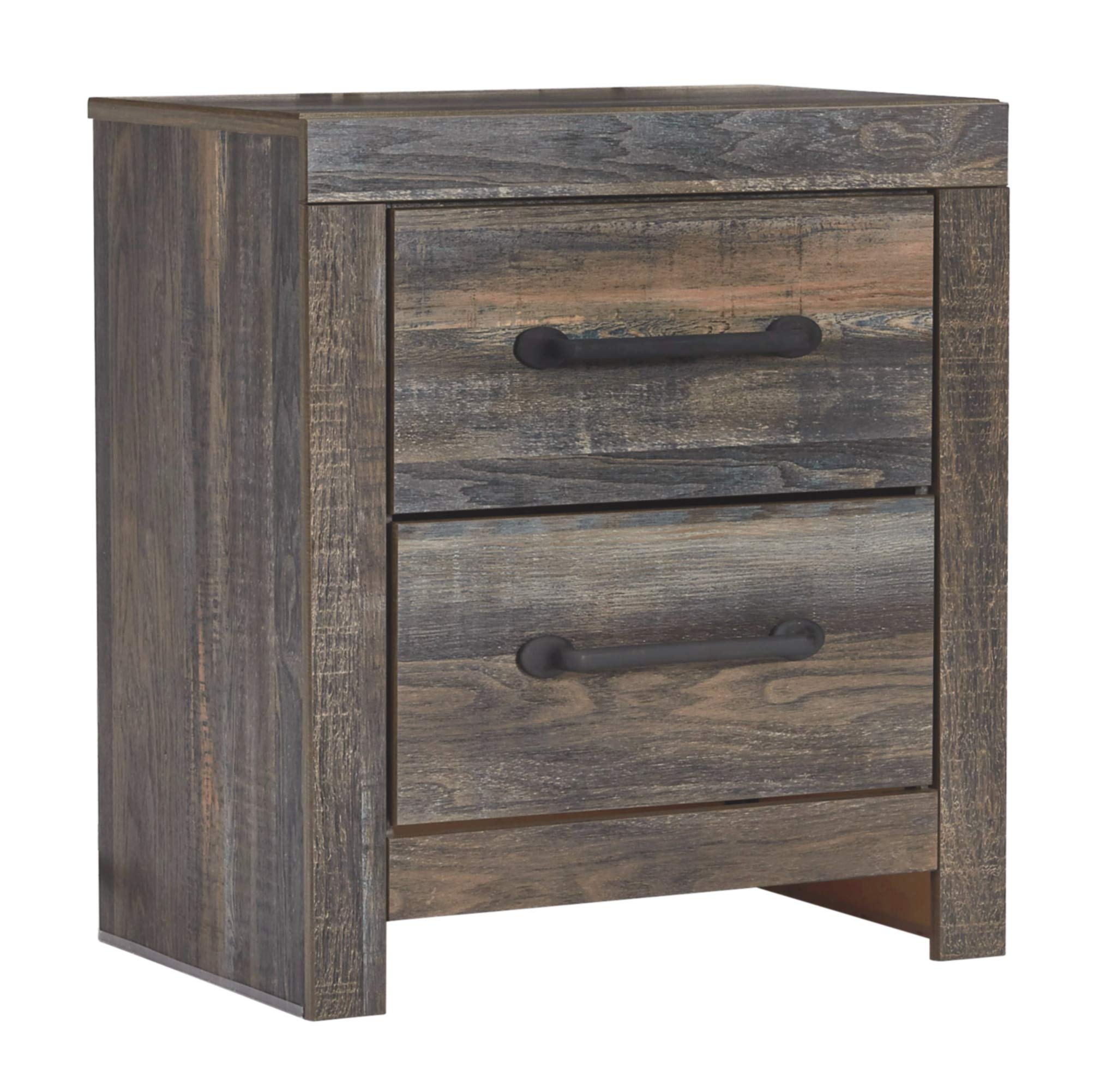Signature Design by Ashley Drystan Rustic Industrial 2 Drawer Nightstand with 2 Slim-Profile USB Charging Stations, 24.37 Tall, 