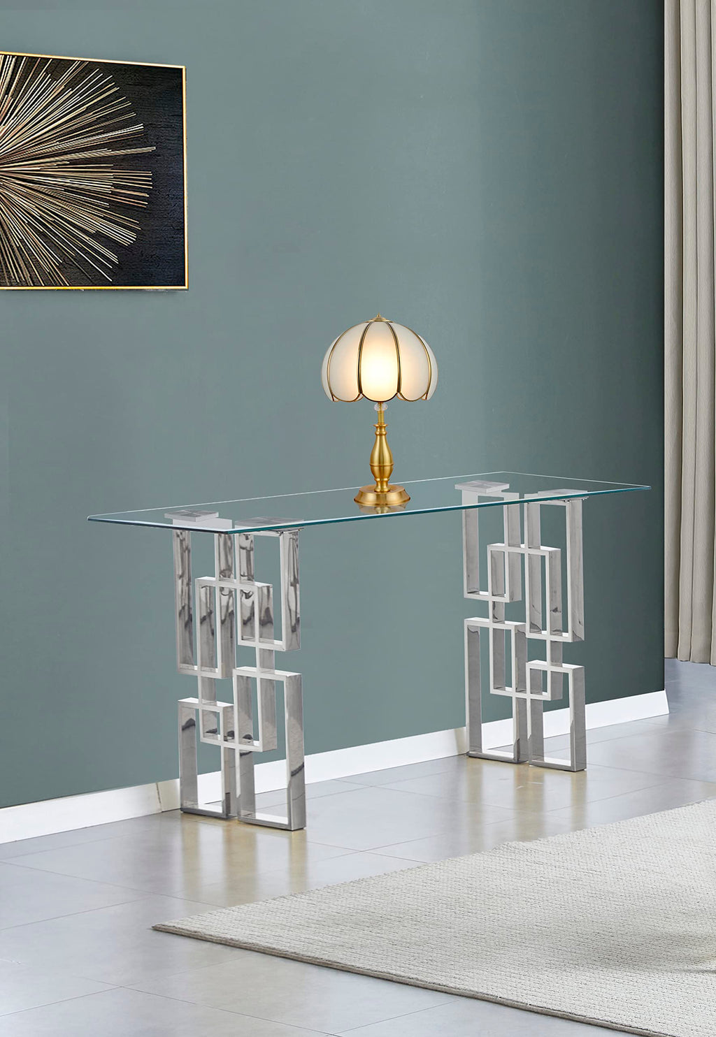 Best Quality Furniture CT235 Console Table, Silver