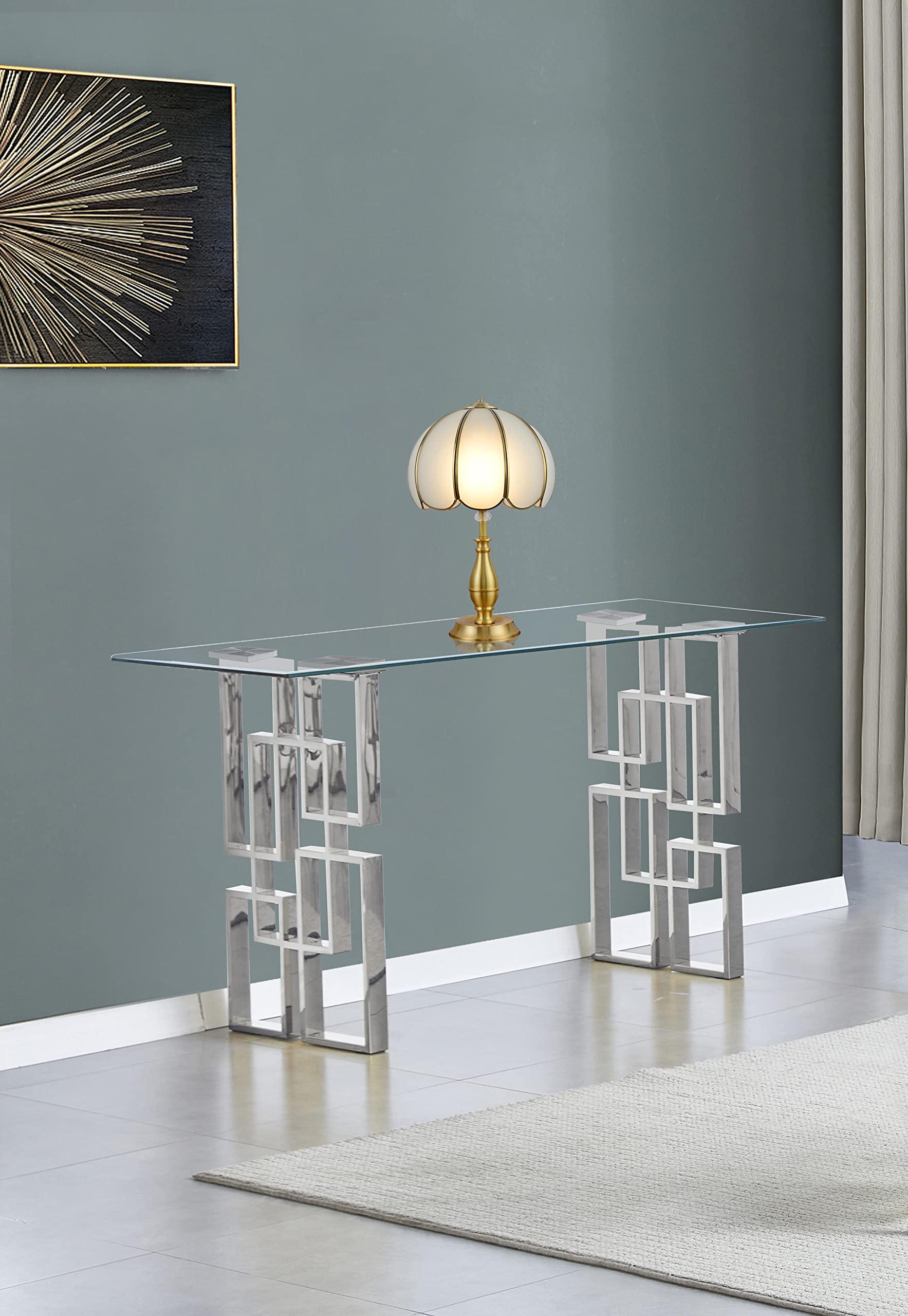 Best Quality Furniture CT235 Console Table, Silver
