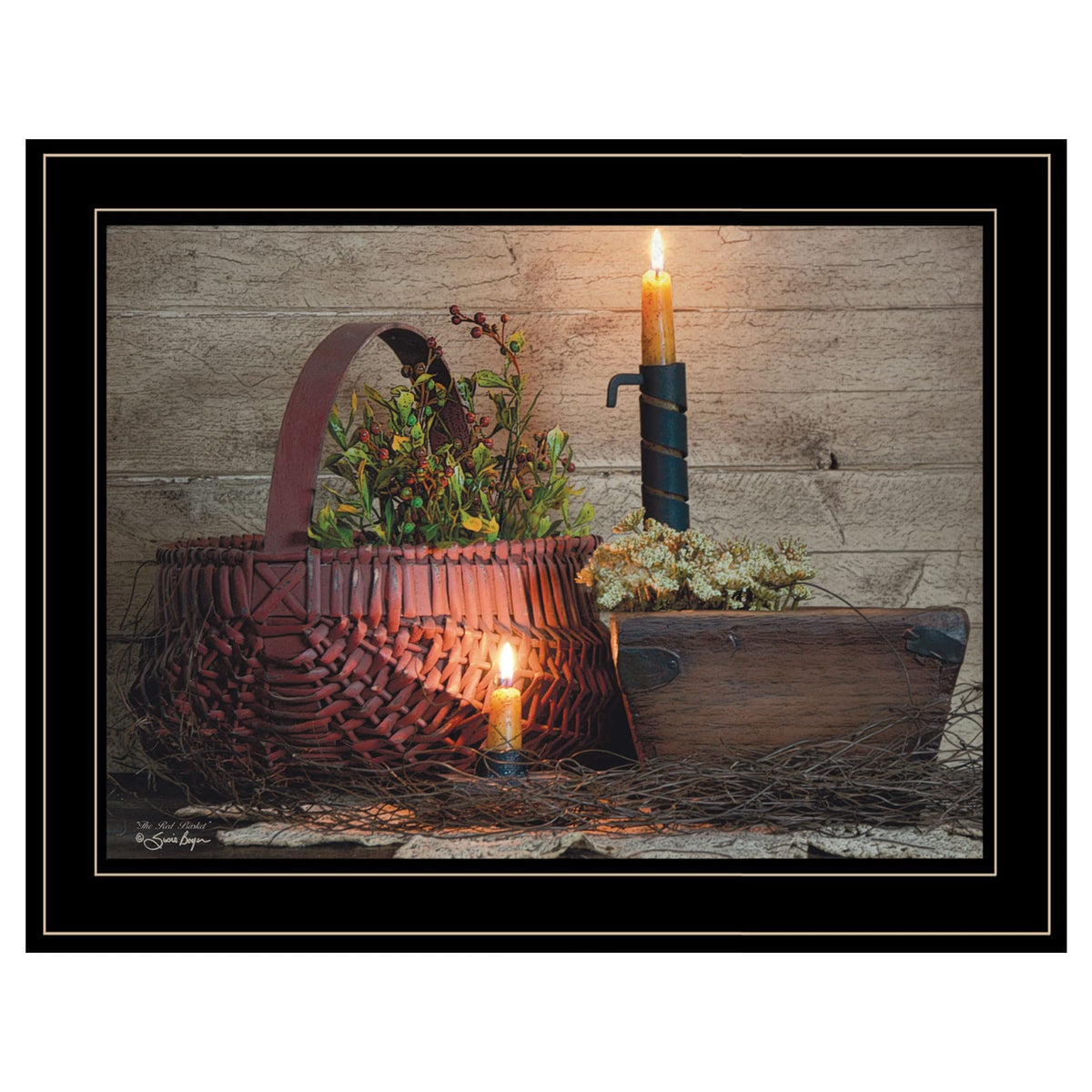 The Red Basket 2 Black Framed Print Wall Art