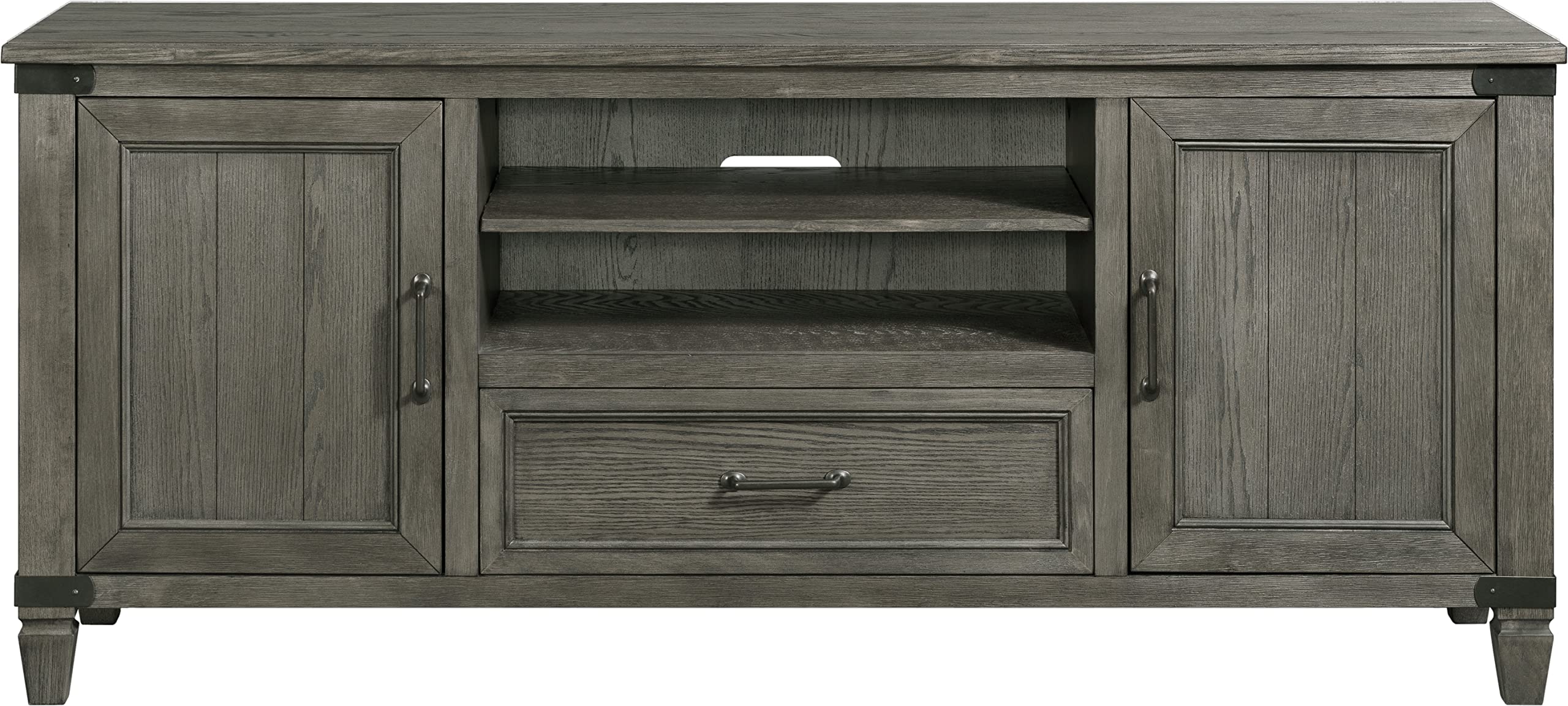 Intercon Foundry Media Console with 2 Shelves, 2 Cabinets, and Shelf, Brushed Pewter, 70&quot; Width TV Stands