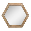 Stonebriar Decorative 24 Hexagon Hanging Wall Mirror with Natural Wood Frame and Attached Hanging Bracket, Rustic Farmhouse Deco