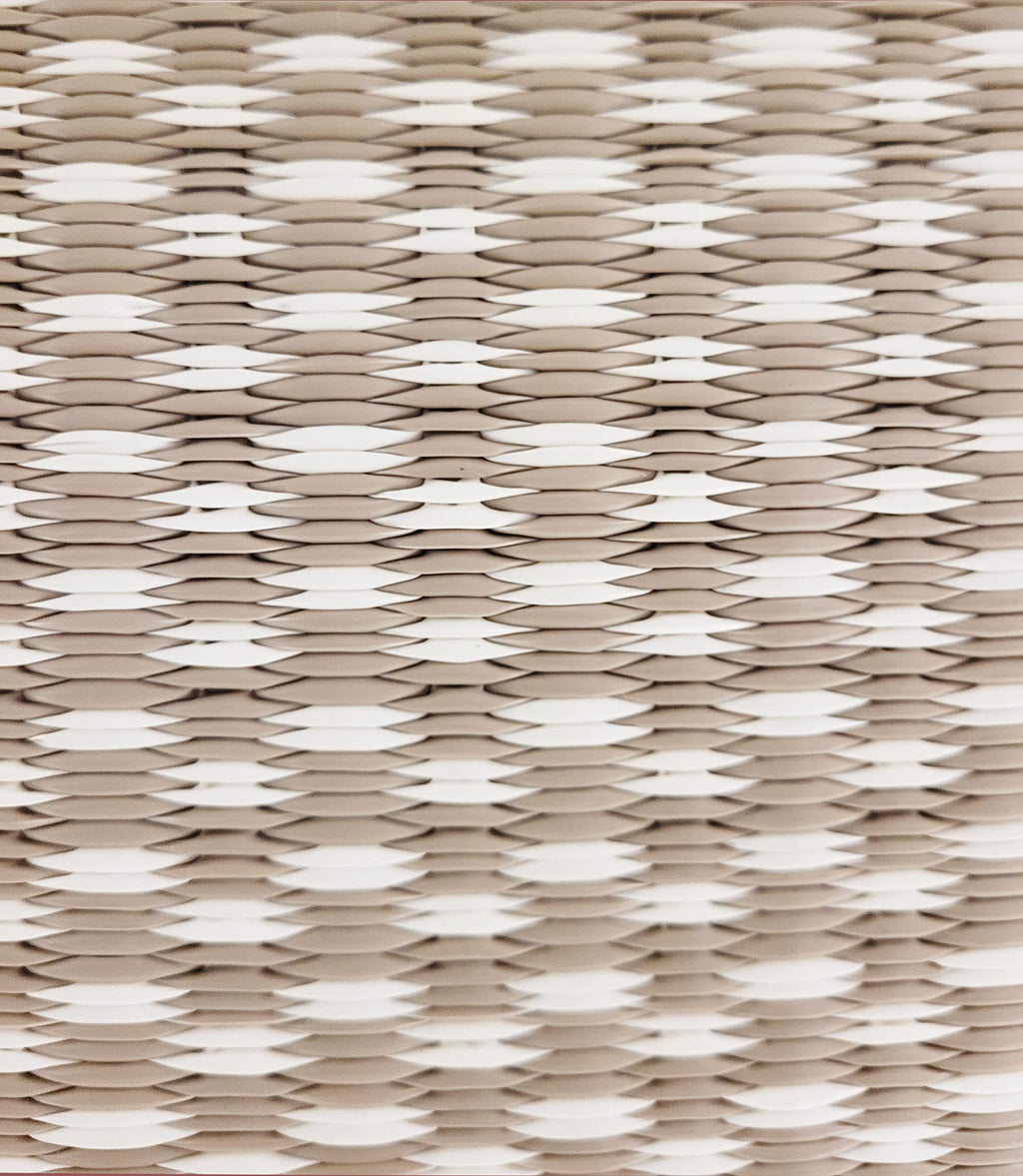 Mad Mats Geometric Outdoor Rug, Reversible Plastic Mat (6' X 9', Basic - Sand/White)