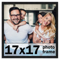 17x17 Frame Black Picture Frame - Modern Photo Frame Includes UV Acrylic Shatter Guard Front, Acid Free Foam Backing Board, Hang