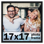 17x17 Frame Black Picture Frame - Modern Photo Frame Includes UV Acrylic Shatter Guard Front, Acid Free Foam Backing Board, Hang