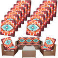 Newwiee 12 Pcs Patio Stretch Sofa Cushion Covers Outdoor Cushion Cover Replacement Couch Slipcover Sofa Seat Cover Flexibility Chair Cushion Cover Porch Patio Furniture Protector (Multicolor,Novel)