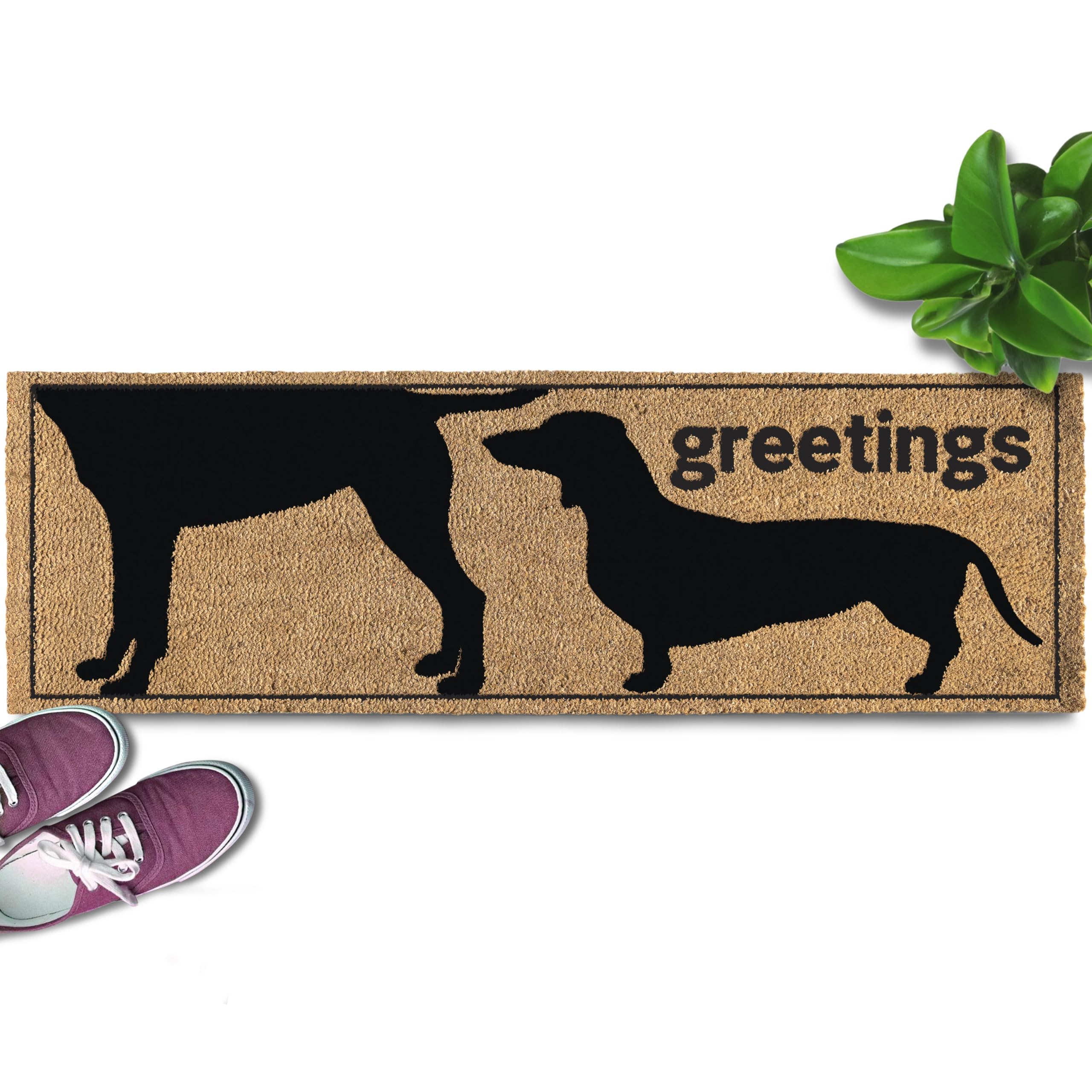 Funny Dog Greetings Dog Door Mat 50X15 Inch, Funny Dog Welcome Mat, Welcome Mat Dog Gift, Dog Front Door Mat, Dog Welcome Coir M