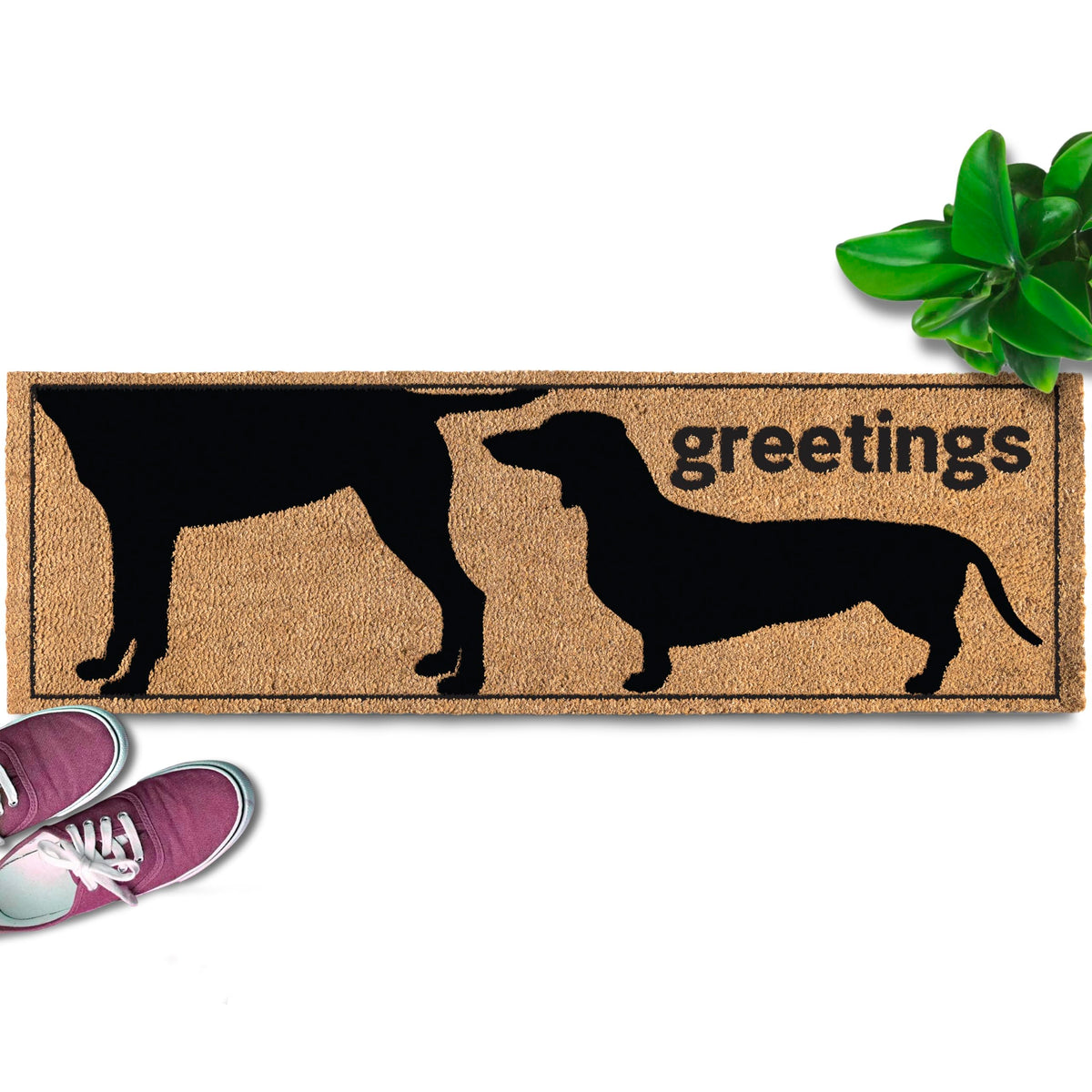 Funny Dog Greetings Dog Door Mat 50X15 Inch, Funny Dog Welcome Mat, Welcome Mat Dog Gift, Dog Front Door Mat, Dog Welcome Coir M