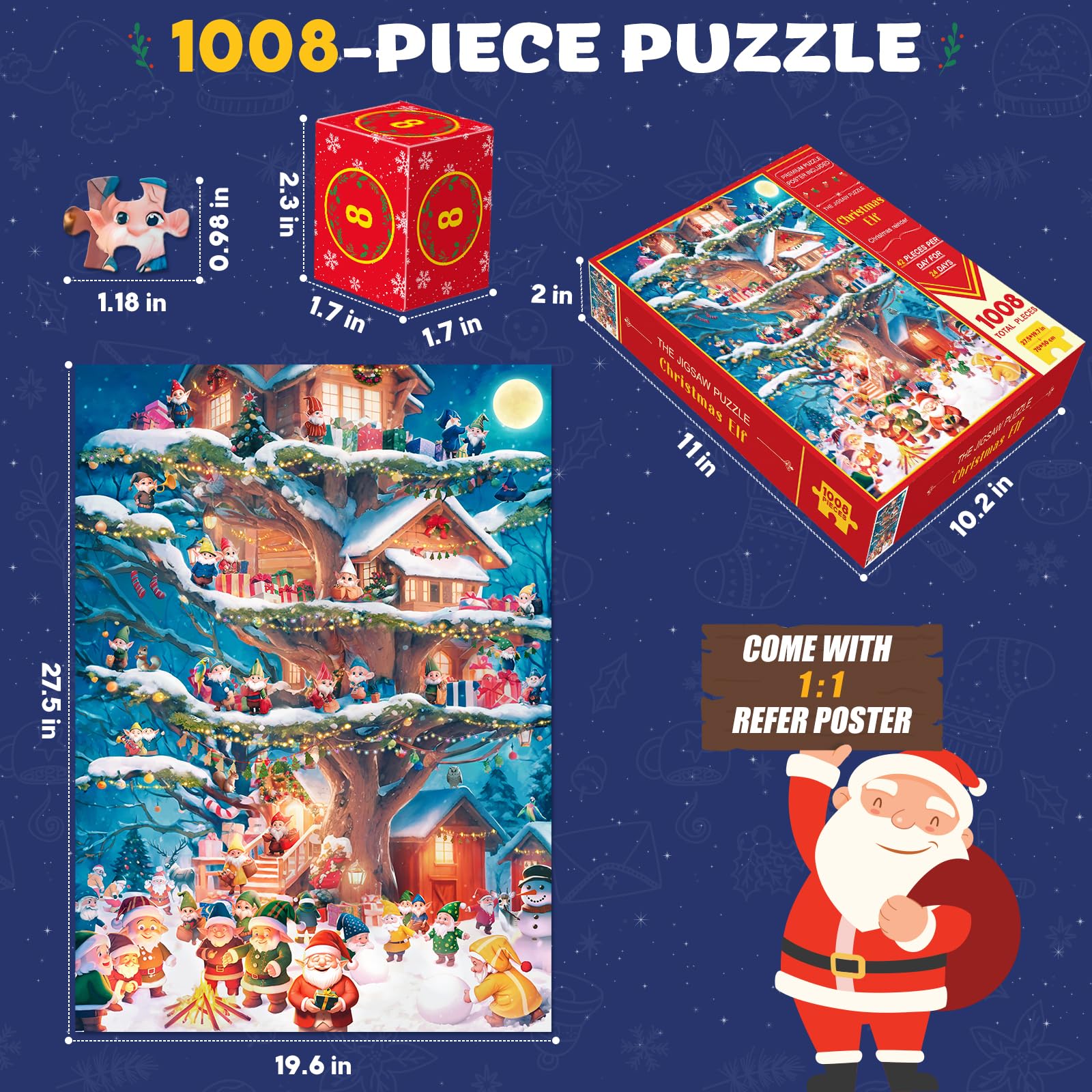 Advent Puzzle Calendar 2024 For Kids And Adults, 24 Days Christmas Countdown Calendars, Christmas Gifts For Boys Girls,1008 Piec