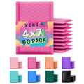 Yens Poly Bubble Mailers 4X8 50 Pack Hot Pink Waterproof Self Seal Adhesive Shipping Bags, Cushioning Padded Envelopes For Shipp