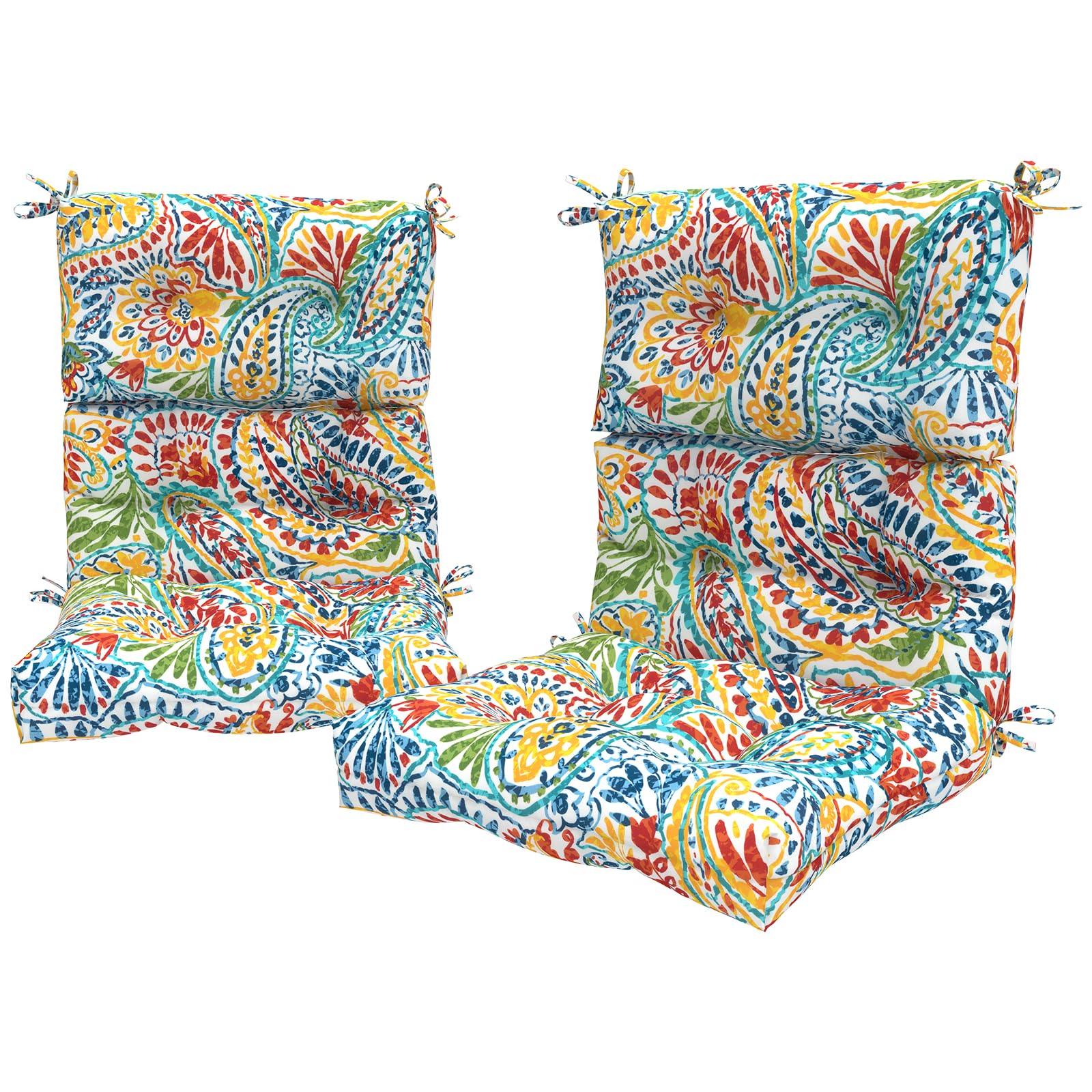 Lvtxiii Outdoor Tufted High Back Cushions, Solid Fluffy Seat And Back Chair Cushion With Ties, Patio Replacement Rocking Chair C