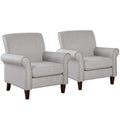 Prilinex Upholstered Living Room Chair Set Of 2 - Large Comfy Fabric Accent Chair Single Sofa With Cushion, Rolled Armrest & Nai