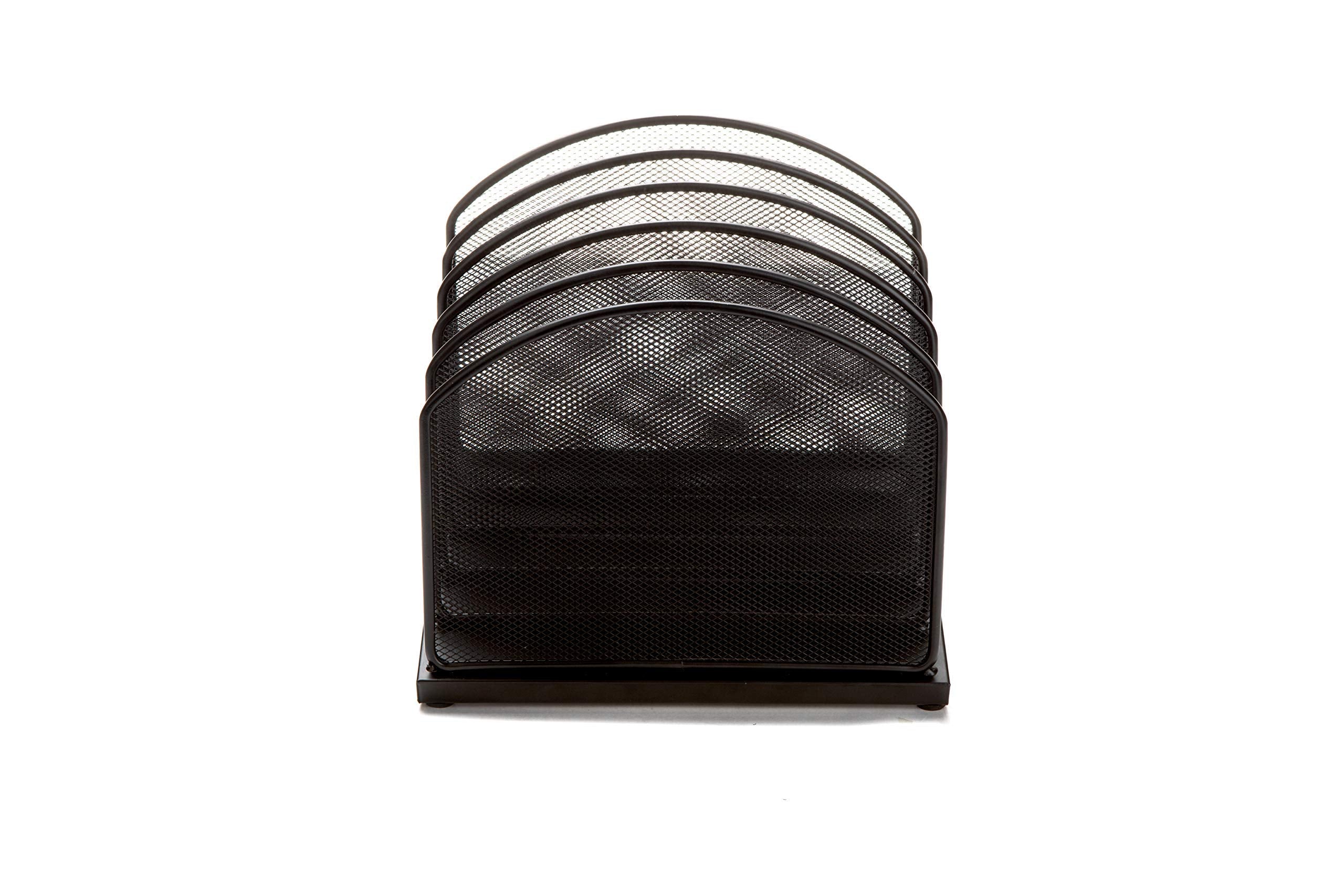 Mind Reader Vertical File Storage, Desktop Organizer, Mail Sorter, Office, Metal Mesh, 11.14'' L x 7.28'' W x 11.22'' H, Black